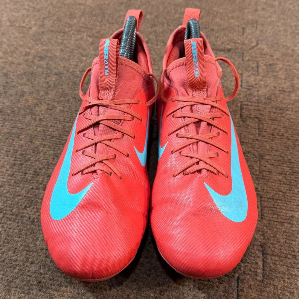 Nike Air Zoom Mercurial Kids Soccer Cleats Bright Crimson Blue FQ8392-800 6Y B+